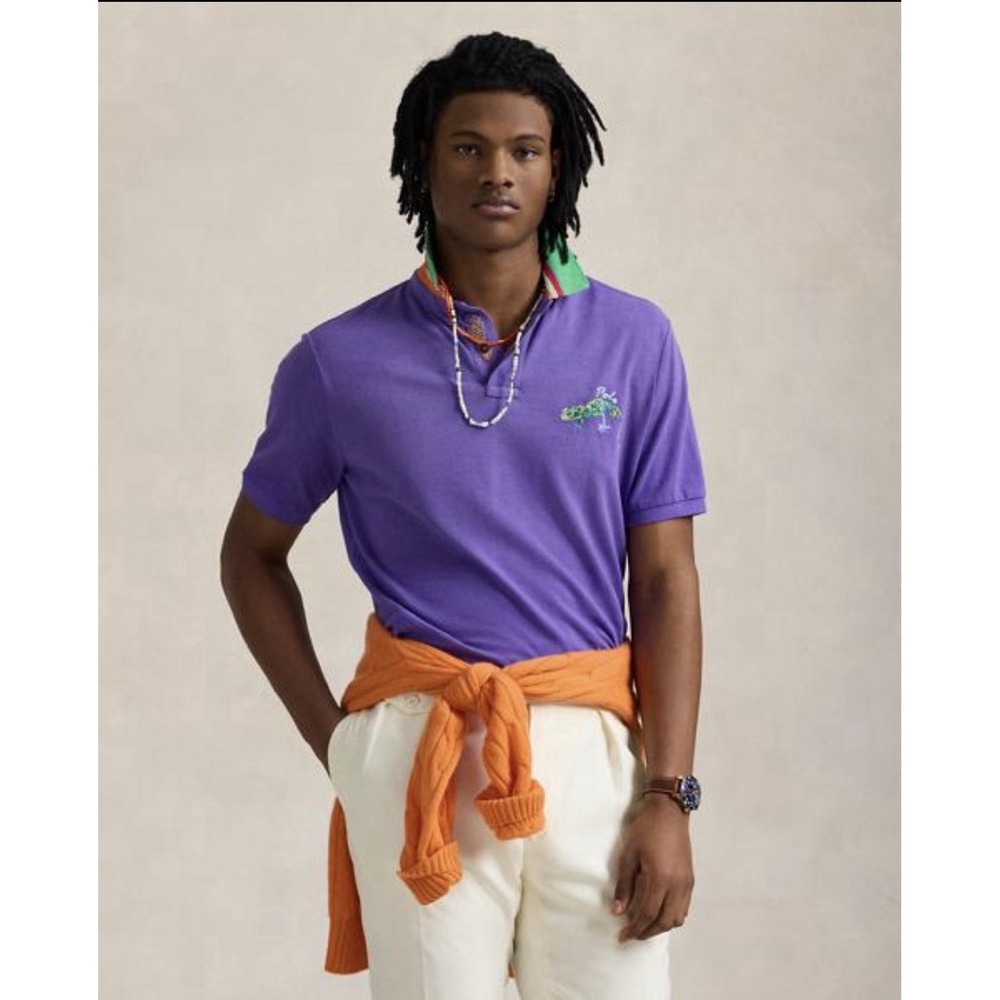 Polo Ralph Lauren Piqué Knit Polo Shirt Men's XL Big Lizard Gecko Logo New Rare!